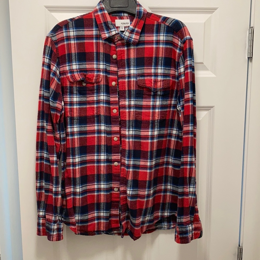 Sonoma Red and Blue Flannel Shirt (Medium)